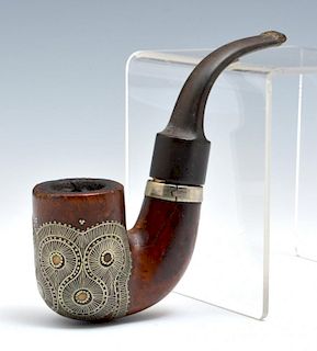 Russian burl pipe with silver inlay