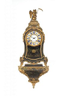 Large Louis XV ebonized boulle bracket clock