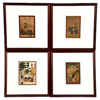4 Indian Miniatures, finely painted