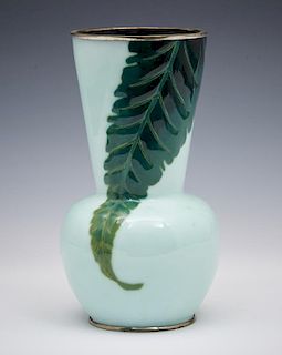 Japanese cloisonne vase, wireless, marked "Sato"