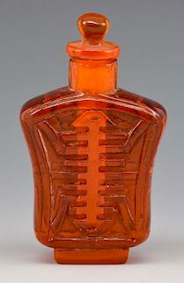 Chinese carved snuff bottle, possibly amber