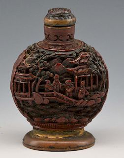 Chinese carved lacquer snuff bottle