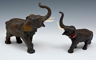 Grouping of two Japanese bronze elephants, largest 11"