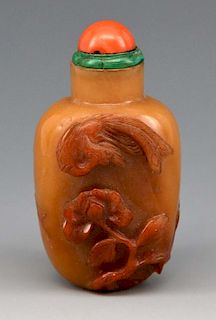 Chinese stone relief carved snuff bottle