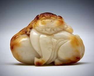 Chinese jade river pebble, carved mythical creature