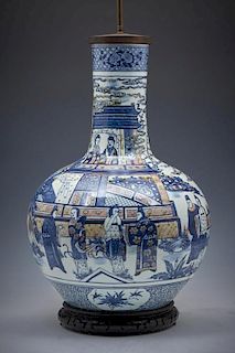 Chinese blue and white vase lamp