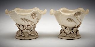 Rare Pair Ding Carved Lotus Cups
