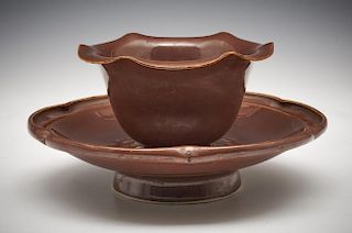 Chinese Persimmon Glazed Ting Cup/Cupstand
