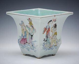 Chinese porcelain jardiniere, square baluster form