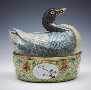 Chinese ceramic duck tureen