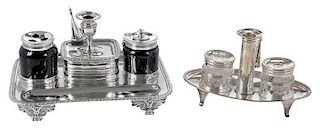 Two English Silver Ink Stands