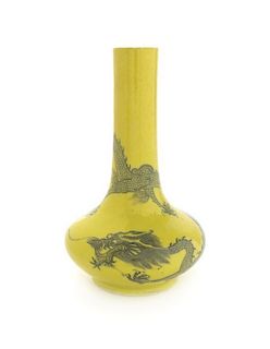 A Grisaille Enamel Porcelain Bottle Vase, Height 8 1/2 inches.