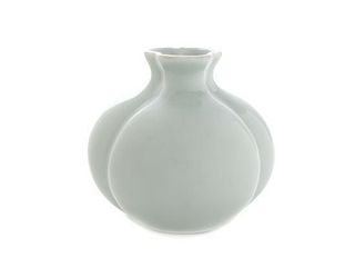 A Claire-de-Lune Glaze Lobed Vase, Height 4 1/2 inches.