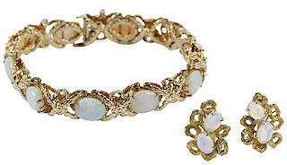 14kt. Opal Bracelet & Earrings
