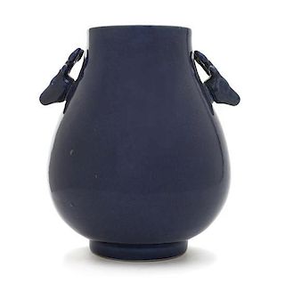 A Blue Glaze Porcelain Hu Vase, Height 11 3/8 inches.