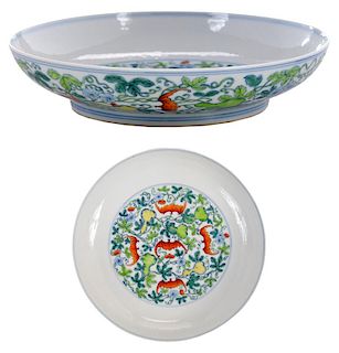 Doucai Porcelain Bowl With Bats and Fruit