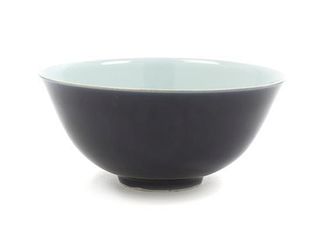 A Chinese Monochrome Glaze Porcelain Bowl, Diameter 6 1/4 inches.