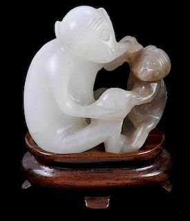 White Jade Monkey with Stand