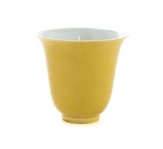A Yellow Glaze Porcelain Cup, Height 2 7/8 inches.