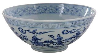 Ming Style Blue and White Large Bowl
