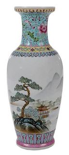 Chinese Porcelain Vase with Landscape and Poem