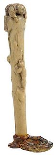 Japanese Carved Bone Figure with Monkey