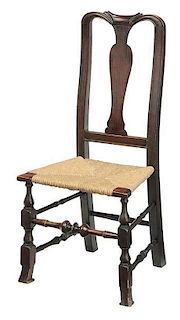 New England Queen Anne Rush Seat Side Chair