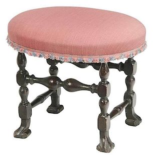 William and Mary Style Oval Foot Stool