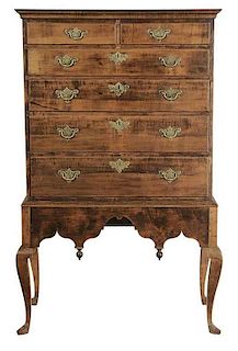 Queen Anne Figured Maple Chest on Frame