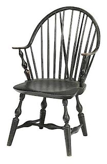 Continuous-Arm Brace Back Windsor Arm Chair