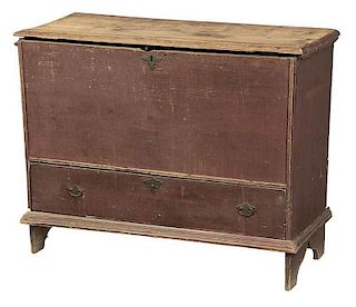 American Red Painted Chest With Drawer