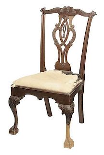 American Chippendale  Carved Mahogany Side Chair