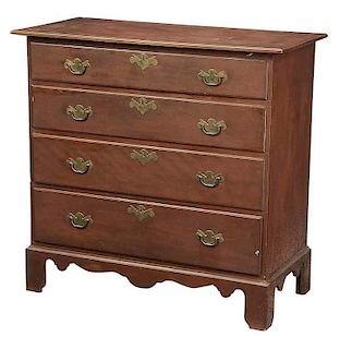 Chippendale Red Painted Birch Chest of Drawers
