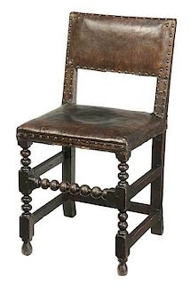 Charles I Leather Upholstered Side Chair