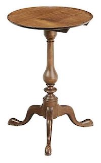 Queen Anne Style Walnut Dish Top Candlestand