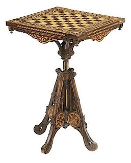 American Aesthetic Movement Inlaid Games Table