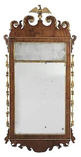 Chippendale Inlaid and Parcel Gilt Mirror