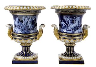 Fine Pair of Meissen Porcelain Urns