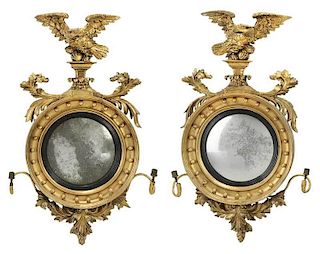 Fine Pair Classical Carved and Gilt Wood Mirrors