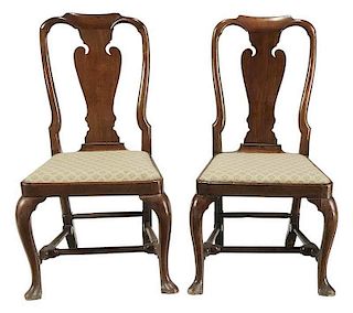 Pair Queen Anne Fruit Wood Side Chairs