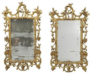 Pair Chippendale Carved and Gilt Wood Mirrors