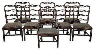 Eight George III Style Ribbon Back Dining Chairs