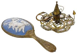 Wedgwood  Mirror and French Chamberstick