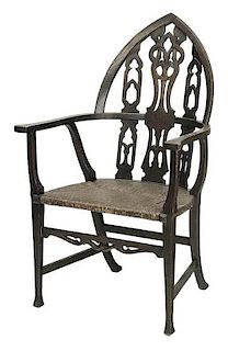 Gothic Style Carved Oak Arm Chair