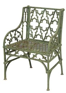 Gothic Revival Painted Cast Iron Garden Chair