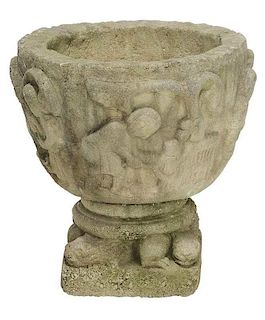 Cast Stone Planter with Figures