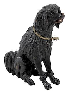 Carved Wooden Poodle with Brass Collar