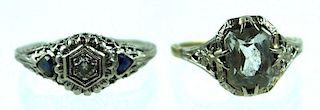 (2) TWO ART DECO 10K GOLD RINGS