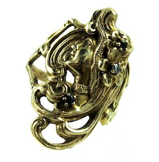 14K YELLOW GOLD VICTORIAN RING.