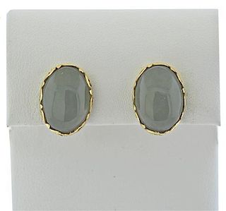 Mings 14k Gold Jade Earrings